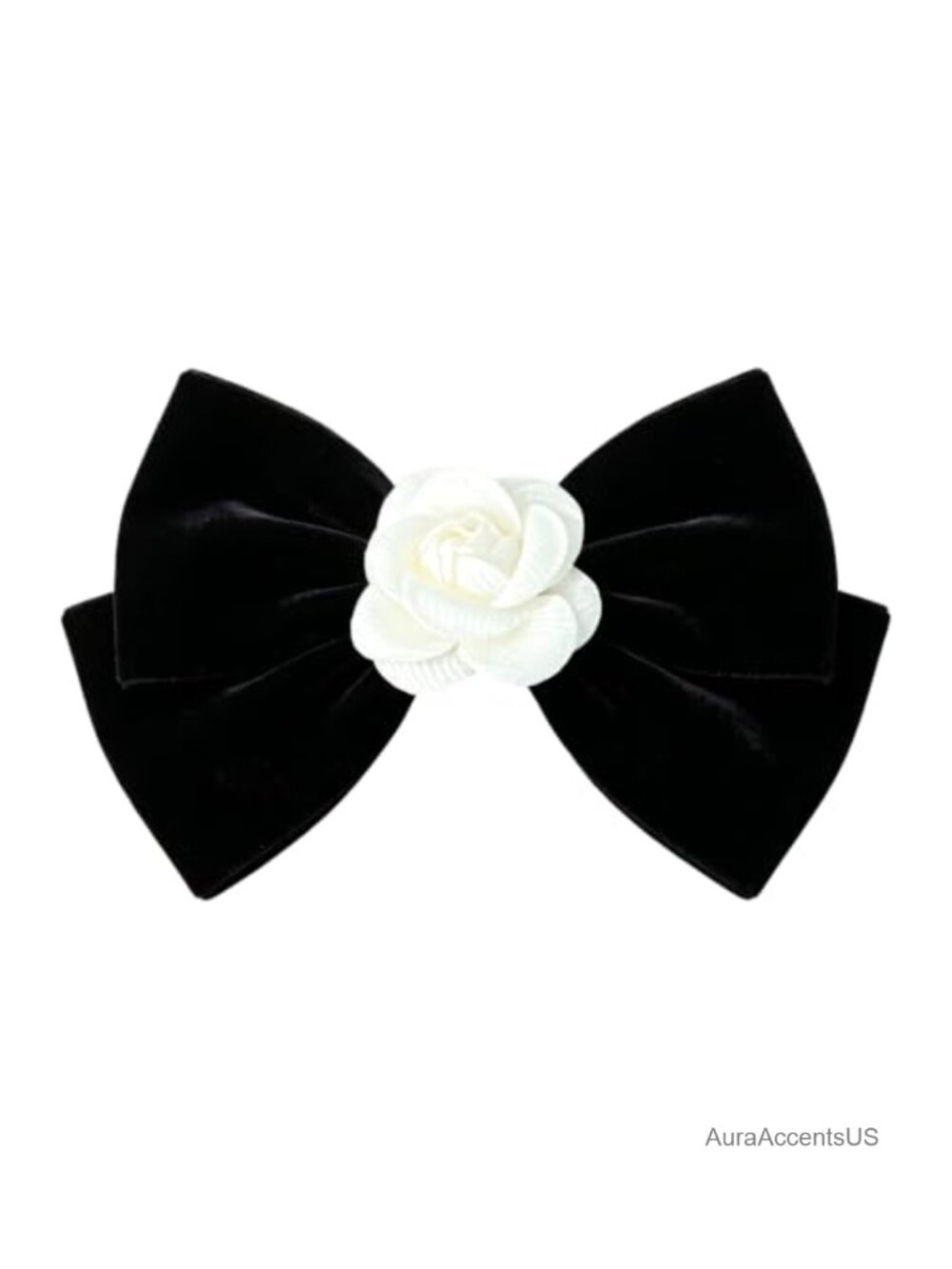 Oversize Velvet Bow Hair Clip with Camellia French Barrette Statement